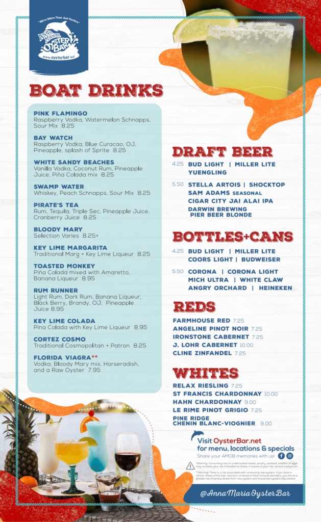 Pier Menu – Anna Maria Oyster Bar